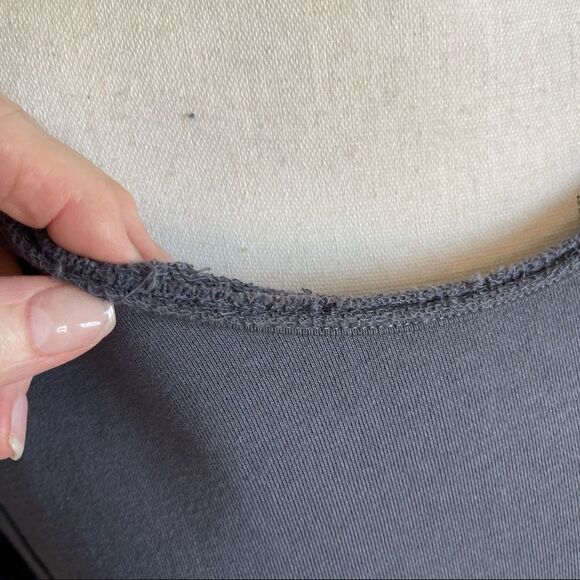 Easel Gray Ruffled Eyelet Hemmed Top  - Medium - Picture 4 of 9